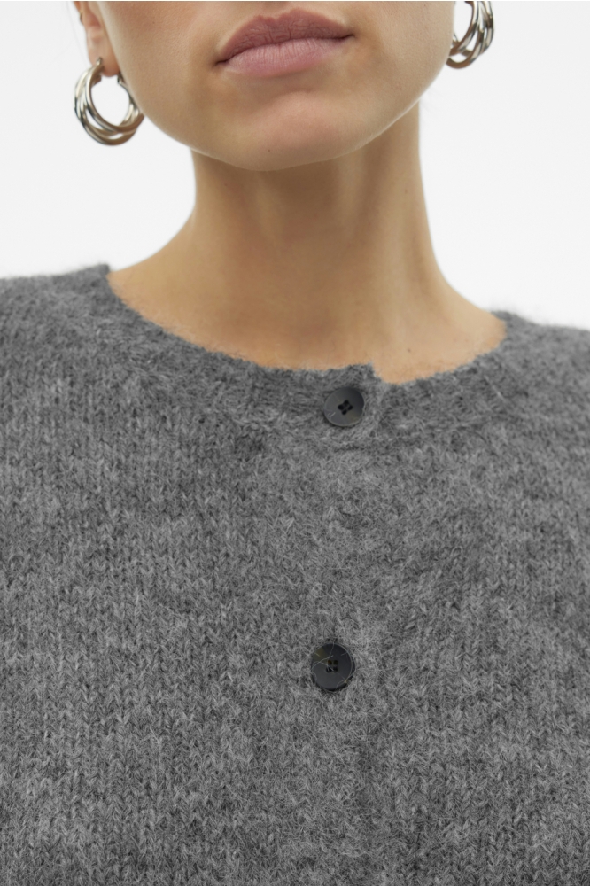 VMNOVAH LS O-NECK BUTTON CARDI GA N 10320496 MEDIUM GREY MELANGE